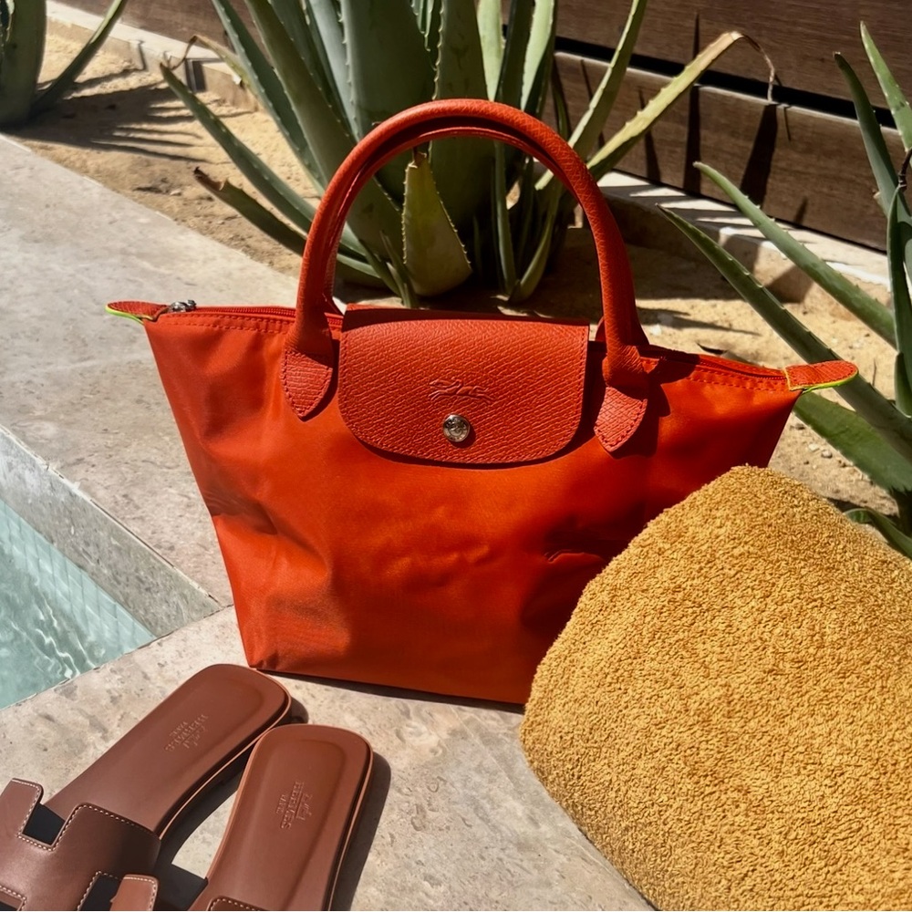 Longchamp Small Le Pliage Green Top Handle Bag - Carrot